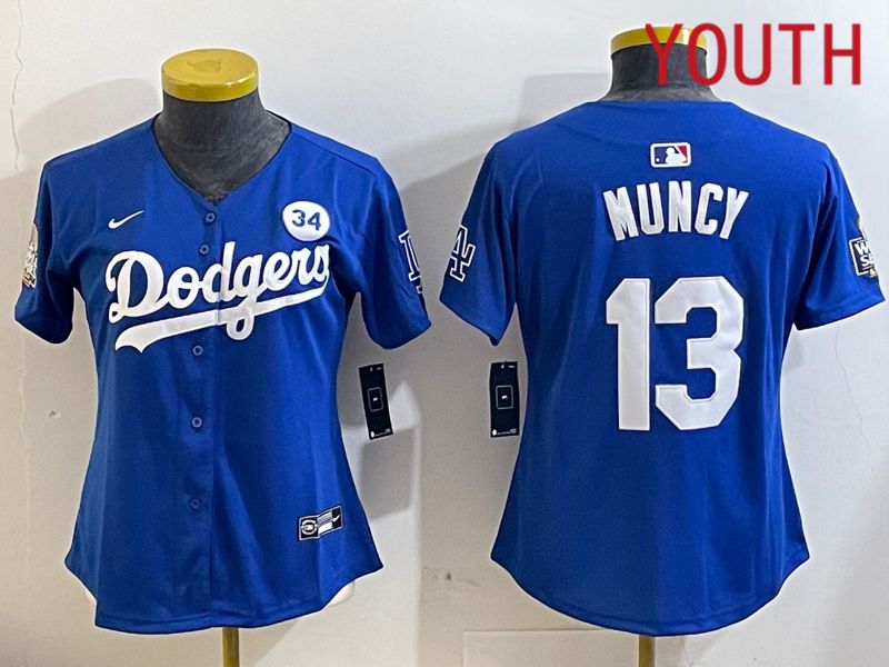 Youth Los Angeles Dodgers 13 Muncy Blue Game 2024 Nike MLB Jersey style 1121